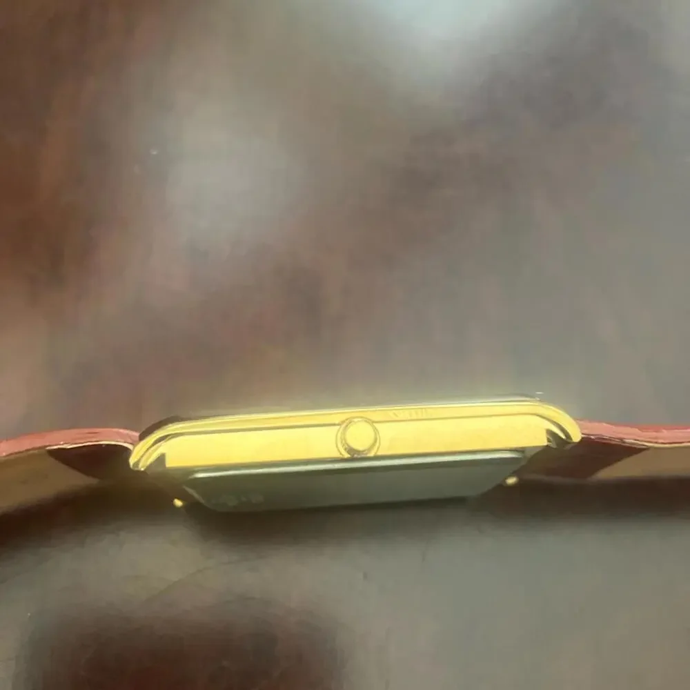 Seiko Gold Watch with Tan Leather Strap Rare Vintage